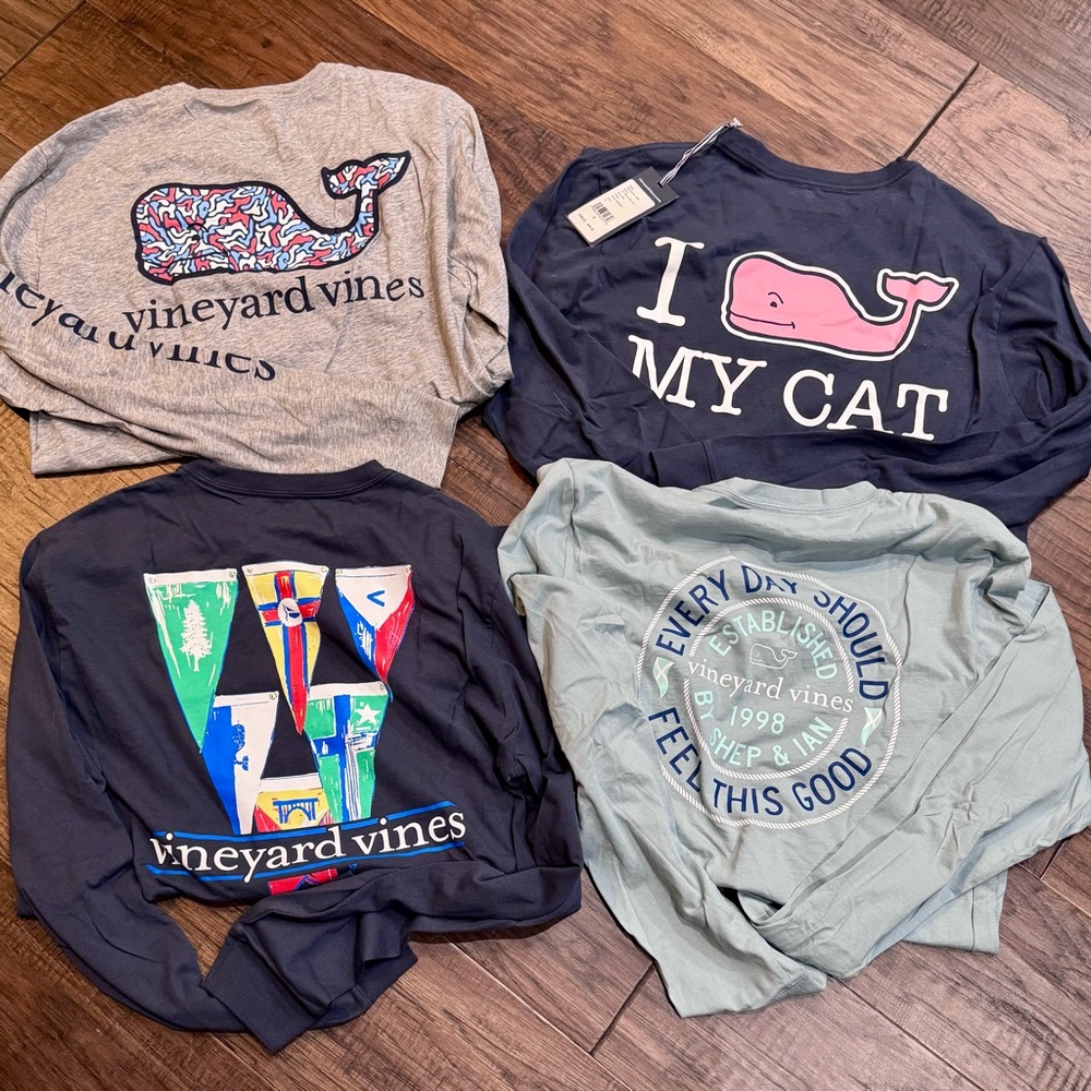 Vineyard Vines Kids' Long Sleeve Tees - Navy, Gray, Light Blue